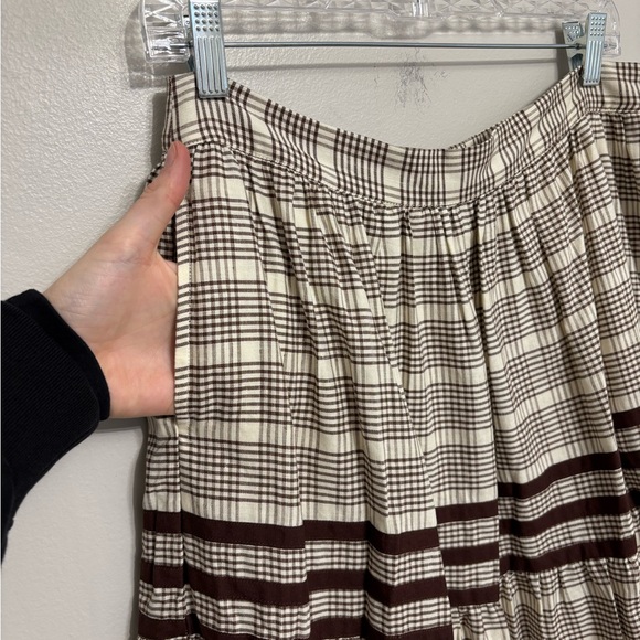 Loeffler Randall Linen Cotton Chocolate Brown Plaid Skit Set - Size L - Picture 11 of 15